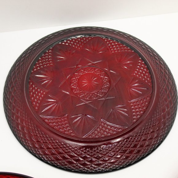 Vintage Crystal D'Arques Durand Ruby Red Plates Set of 3 - Picture 3 of 6